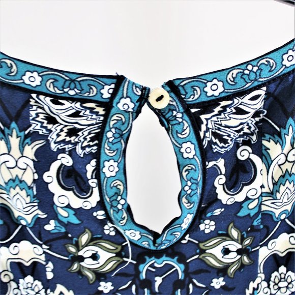 Max Studio | Blue & White BOHO Print Summer Dress - Picture 6 of 7